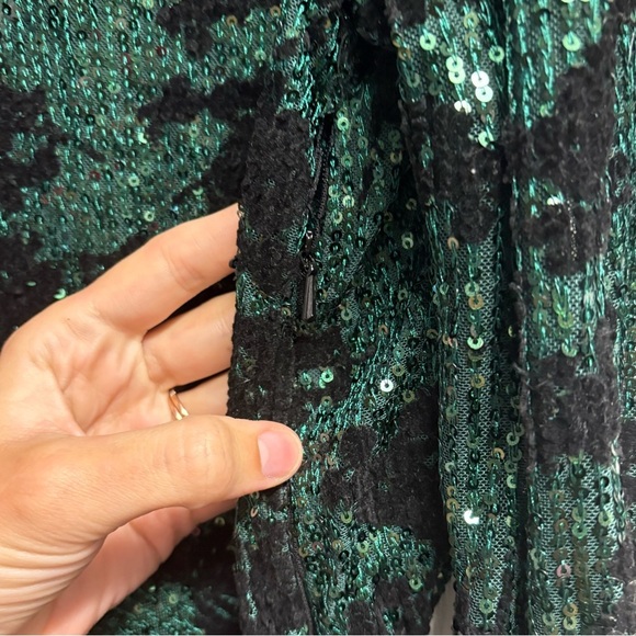 NWT MAJE Green/ Black Sequin Embroidered Mini Dress Size XL - Picture 6 of 6